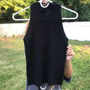 Madewell black ribbed mockneck sleeveless sweater